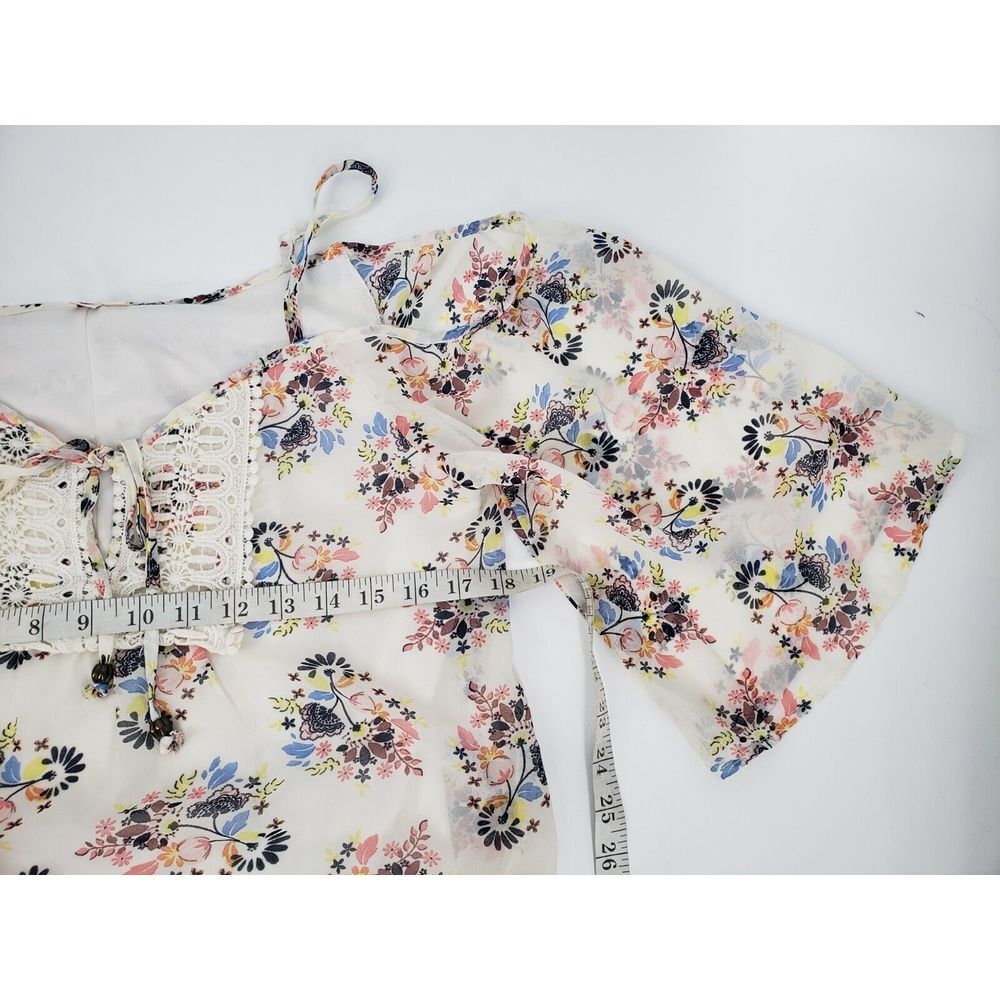 AUW Blouse Tank Top Dress Lave Accent Floral Dual Tone Multicolor Size L - Picture 9 of 10